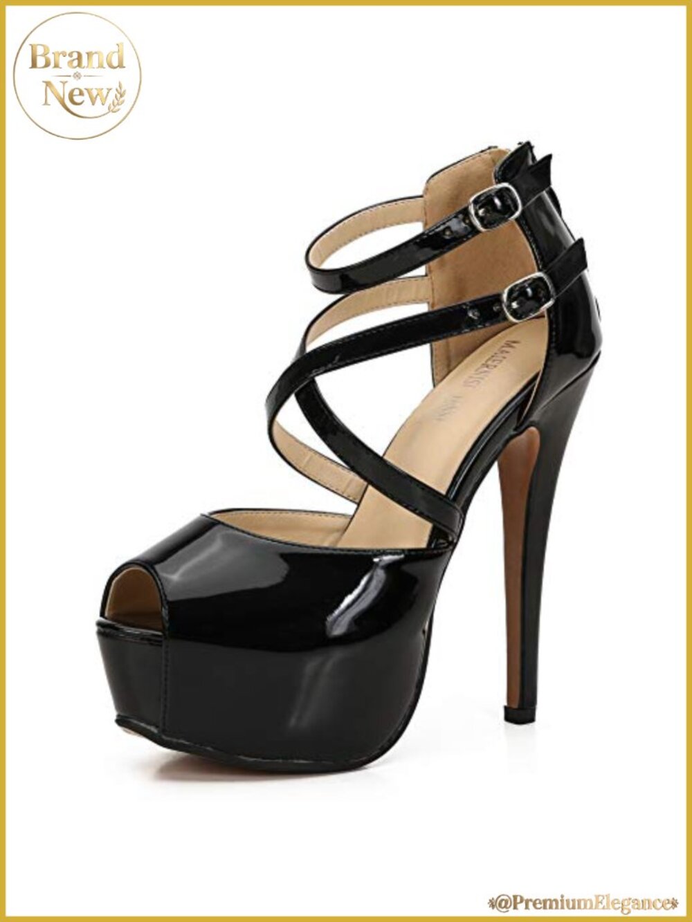 Women's Platform High Heel Sandals Peep Toe Crisscross Ankle Buckle Stiletto